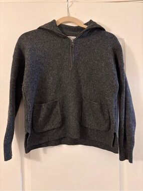 Madewell Glenbrook Half Zip Wool Blend Sweater gray women’s small